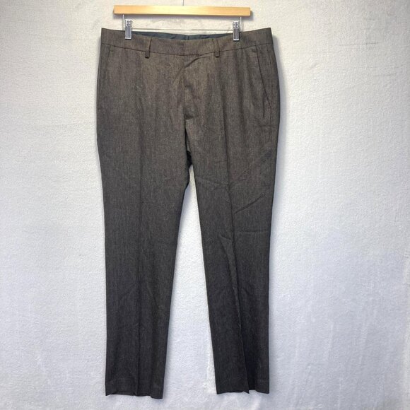 Bonobos Wool Dress Pants Italy Mens 34x30 Brown Tailored Fit Lanificio Fratelli - Picture 1 of 16